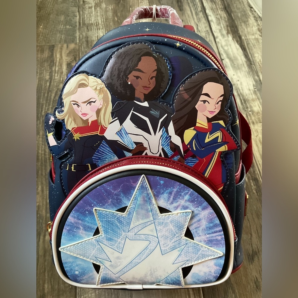 Loungefly Marvel Studios Navy and Red Superhero Backpack 9x10.5x4.5” NWT